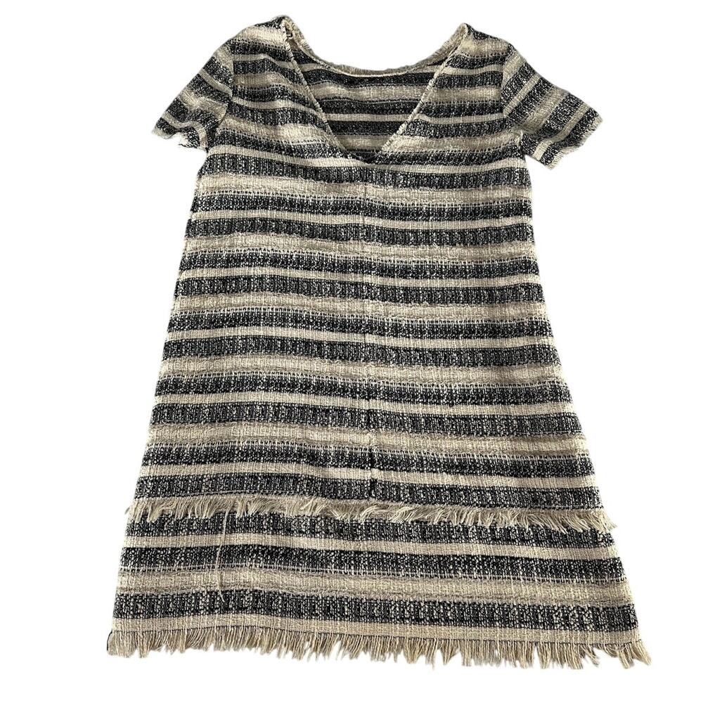 Zara Basic Collection Tweed Shift Dress – Striped – Size S